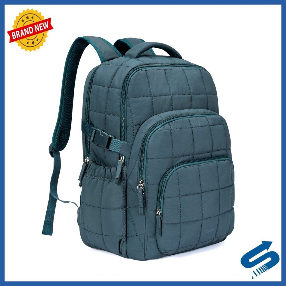 Quilted Puffer Laptop Backpack Anti-Theft Water Resistant Travel College Work